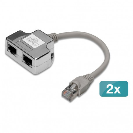CAT 5e patch-kaabli adapter, 2x CAT 5e, varjestatud - 2 tk.