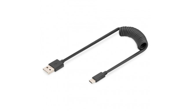 USB-A - USB-C spiraalkaabel, 1m
