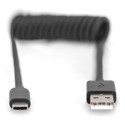 USB-A - USB-C spiraalkaabel, 1m