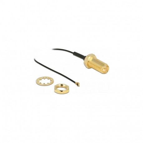 "Antennenkabel RP-SMA Buchse zum Einbau zu I-PEX Inc., MHF® 4 Stecker 0.81, 35 cm Gewindelänge 10 mm