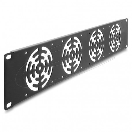 19" 2 HE rackpaneel 4 ventilaatorile 80 x 80 mm, tumehall