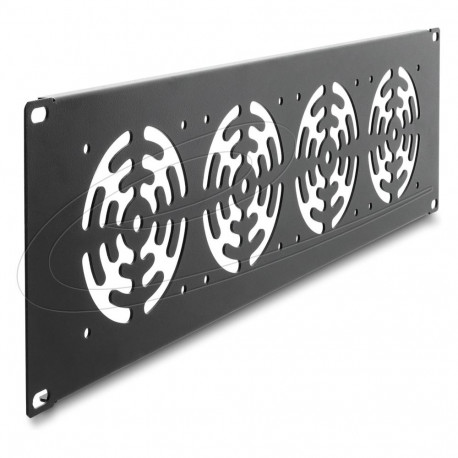 19" 3 HE rackpaneel 4 ventilaatorile 92 x 92 mm, tumehall