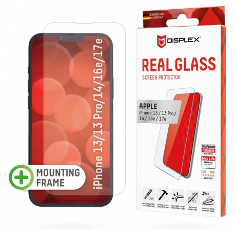 "DISPLEX Panzerglas 2D/ Clear (10H) für iPhone 13/13 Pro/14/16e Eco-Montagerahmen, Tempered Glas, kr