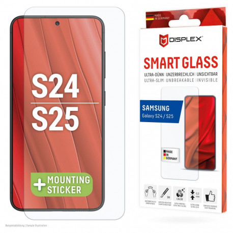 "DISPLEX Smart Glass (9H) für Samsung Galaxy S24/S25 Montagesticker, unzerbrechlich, ultra-dünn, uns