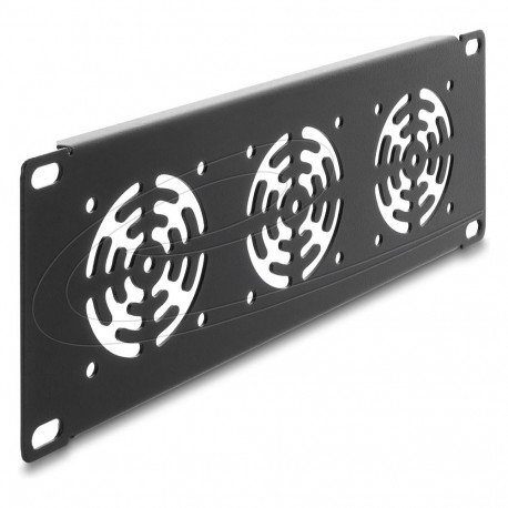 10-tolline 2 HE rack-paneel kolmele 60 x 60 mm ventilaatorile, tumehall