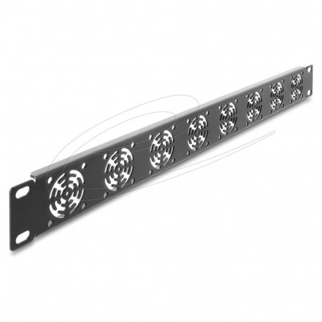 19" 1 HE rack-paneel 8 ventilaatorile 40x40mm, tumehall