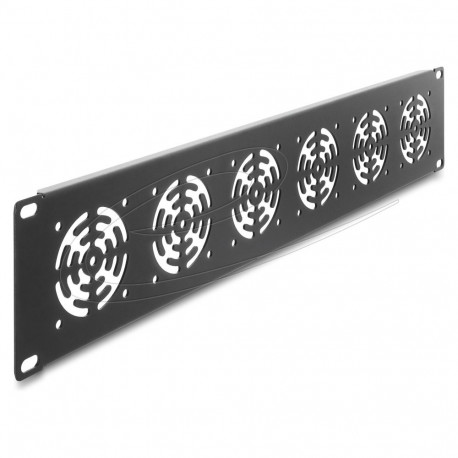 19" 2 HE rackpaneel 6 ventilaatorile 60x60mm, tumehall