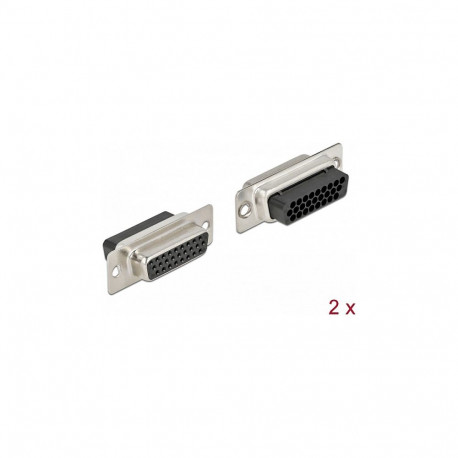 "D-Sub HD 26 Pin Crimp Buchse, Metall, 2 Stück"