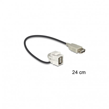 "Keystone Modul USB 2.0 A Buchse 110° > USB 2.0 A Buchse mit Kabel weiß"