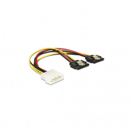 "Kabel Power Molex 4 Pin Stecker > 2 x SATA 15 Pin Buchse Metall 20 cm"