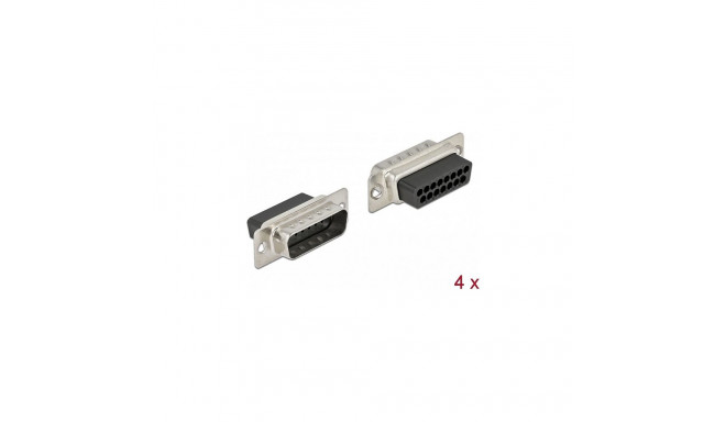 "D-Sub 15 Pin Crimp Stecker, Metall, 4 Stück"