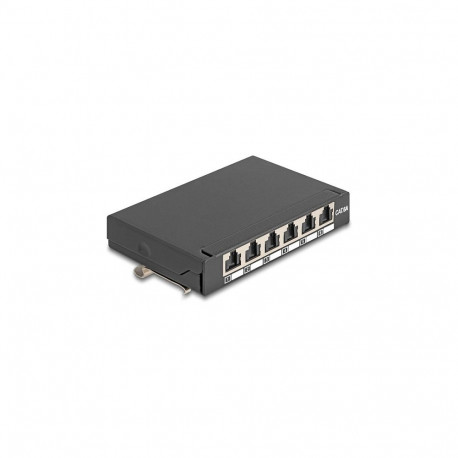 Mini lauapealne patch-paneel RJ45-pesaga 6-portne Cat.6A varjestatud, lauale, seinale või DIN-liistu