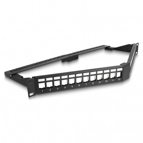 "Delock 19? Keystone Patchpanel 24 Port mit Entlastungsschiene 1 HE gewinkelt schwarz"
