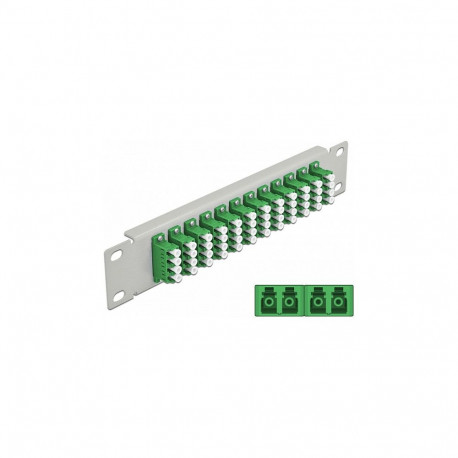 LWL patchpaneel 10" 12-portne LC Quad 1 HE, roheline, hall
