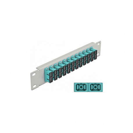 10" fiiberoptiline patch-paneel 12 porti SC Duplex aqua 1 HE, hall