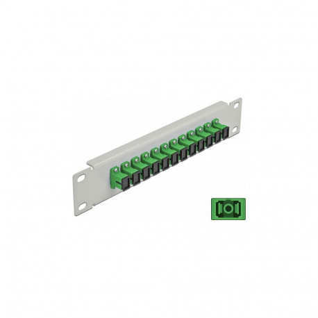 "Delock 10? LWL Patchpanel 12 Port SC Simplex grün 1 HE grau"