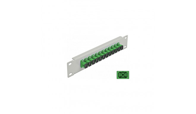 "10"" LWL Patchpanel 12 Port SC Simplex grün 1 HE grau"