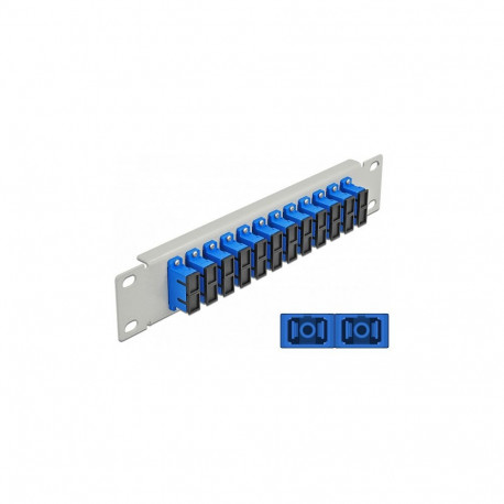 10" kiudoptiline patch-paneel 12 pordiga SC Duplex sinine 1 HE, hall
