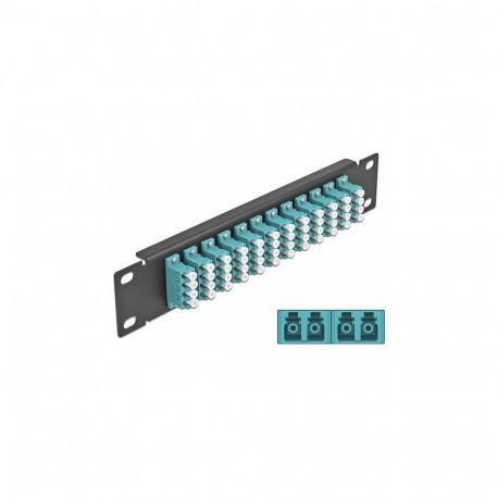 10" kiudoptiline patch-paneel 12 porti LC Quad aqua 1 HE, must