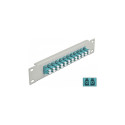 Delock 10-tolline kiudoptiline patch-paneel 12 porti LC Duplex aqua 1U hall