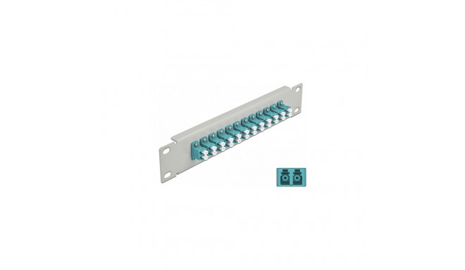 Delock 10-tolline kiudoptiline patch-paneel 12 porti LC Duplex aqua 1U hall