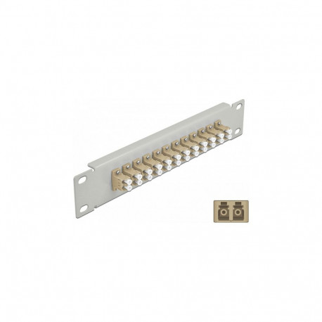 "10"" LWL Patchpanel 12 Port LC Duplex beige 1 HE grau"