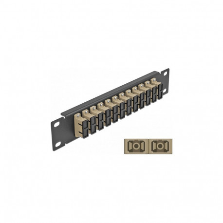 "Delock 10? LWL Patchpanel 12 Port SC Duplex beige 1 HE schwarz"