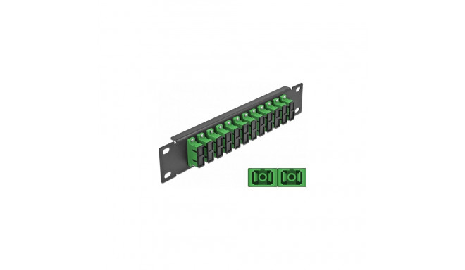 Delock 10-tolline fiiberoptiline patch-paneel 12 porti SC Duplex roheline 1U must
