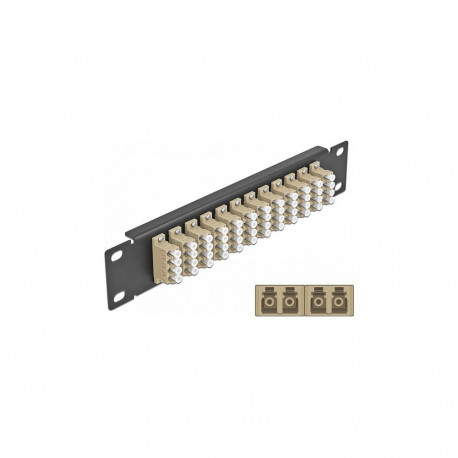 Delock 10" valguskaabli patch-paneel 12 Port LC Quad beež 1 HE must