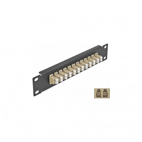 "10"" LWL Patchpanel 12 Port LC Duplex beige 1 HE schwarz"