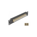 Delock 10" valguskaabli patch-paneel 12 LC Duplex porti beež 1 HE must