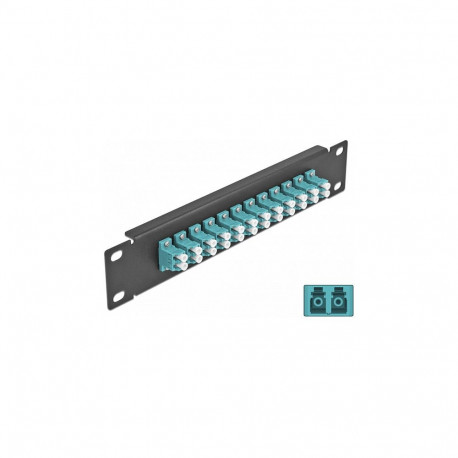 "10"" LWL Patchpanel 12 Port LC Duplex aqua 1 HE schwarz"