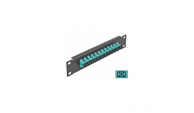 10" LWL patch-paneel 12-pordiline SC simplex aqua 1 HE, must