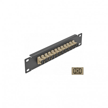 10" LWL patch-paneel 12-port SC Simplex 1 HE, beež, must