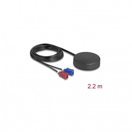 "Delock 4G GNSS Antenne 1 x FAKRA C + 1 x FAKRA D Buchse 2 dBi / 28 dB 2,2 m RG-174 omnidirektional 
