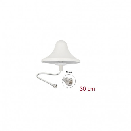 Delock 4G WiFi 2,4 GHz ringsuunaline lakke paigaldatav antenn N-pesa 3 dBi 30 cm RG-58 valge