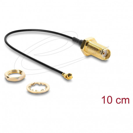 "Antennenkabel SMA Buchse zum Einbau zu I-PEX Inc., MHF® I Stecker 1.13, 10 cm Gewindelänge 10 mm"