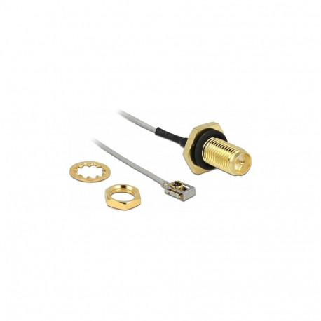 "Antennenkabel RP-SMA Buchse zum Einbau zu I-PEX Inc., MHF® I LK Stecker 1.13, 10 cm Gewindelänge 10