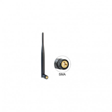 "DELOCK WLAN Antenne 802.11 ac/a/b/g/n SMA 5 dBi omnidirektional Gelenk schwarz"