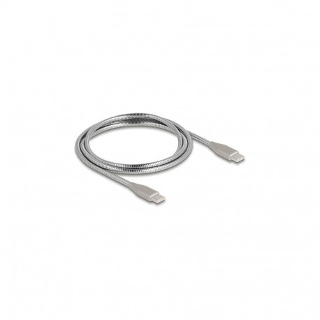 "DELOCK USB-C Kabel USB 2.0mit Metallmantel USB Type-C Stecker zu Stecker PD 3.0 60 W 1m silber"