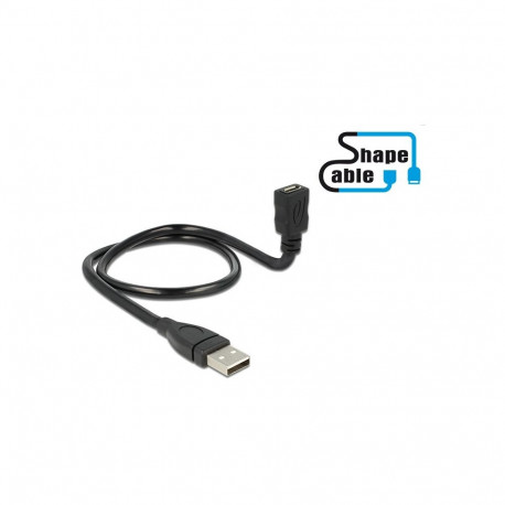 "DELOCK Kabel USB 2.0 A Stecker > USB 2.0 micro B Buchse ShapeCable 50 cm"