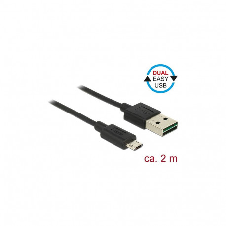 "DELOCK Kabel EASY-USB 2.0 Typ-A Stecker > EASY-USB 2.0 Typ Micro-B Stecker schwarz 2 m"