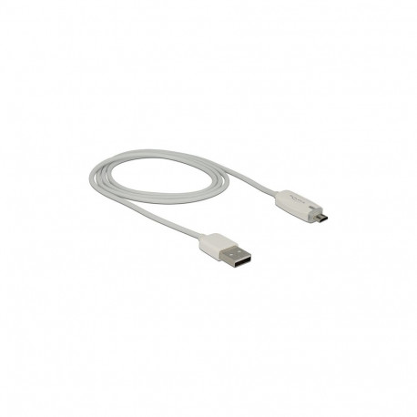 "DELOCK Kabel USB 2.0 A Stecker > USB 2.0 Micro B Stecker mit LED Anzeige fr Ladestatus weiss 1.0 m"