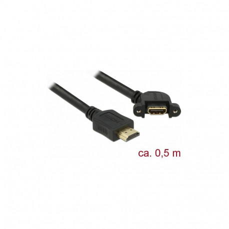 "DELOCK Kabel HDMI-A Stecker > HDMI-A Buchse zum Einbau 110 gewinkelt 4K 30 Hz 0.5 m"
