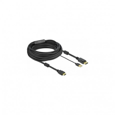 "DELOCK HDMI M DisplayPort M 4K cable 10m powered by USB A M black"