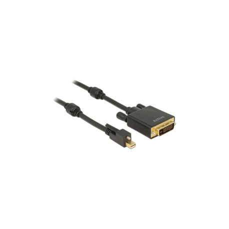 "DELOCK Kabel mini Displayport 1.2 Stecker mit Schraube > DVI Stecker 4K Aktiv schwarz 3 m"