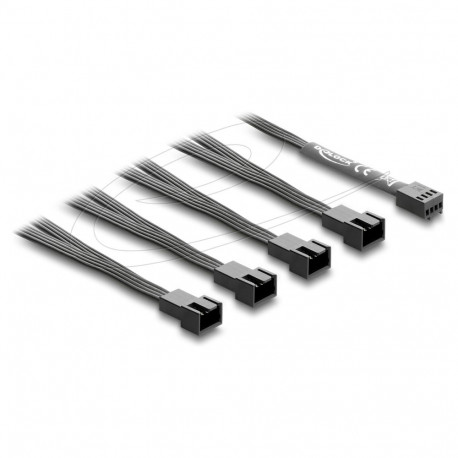 "Delock Lüfterkabel Splitter 1 x 4 Pin PWM Buchse zu 4 x 4 Pin PWM Stecker schwarz ? 40 cm Länge mit