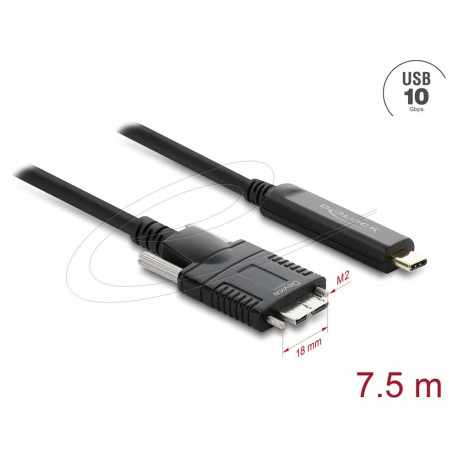 "Delock Aktives Optisches Kabel USB 10 Gbps USB Type-C Stecker zu Typ Micro-B Stecker mit Schrauben 