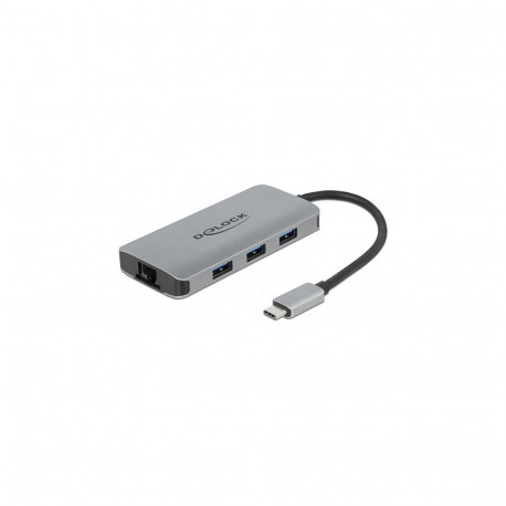 Delock USB 3.2 Gen 1 4 pordiga jaotur, Gigabit LAN ja PD