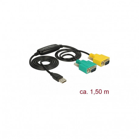 "DELOCK Adapter USB 2.0 Typ-A > 2 x Seriell DB9 RS-232"